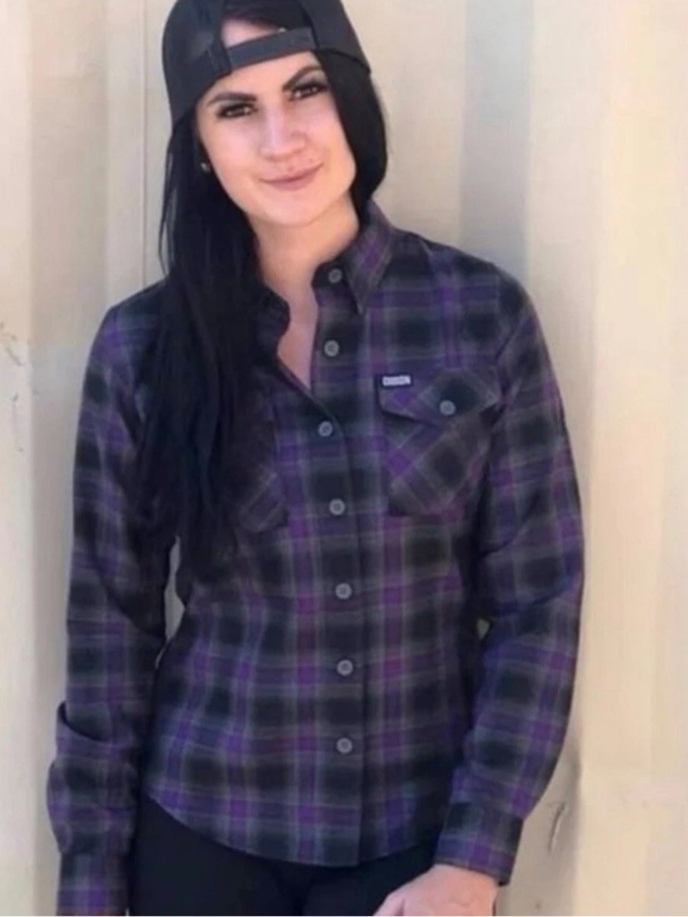 DIXXON Women's Purple Plaid Button-Up Shirt Jacket